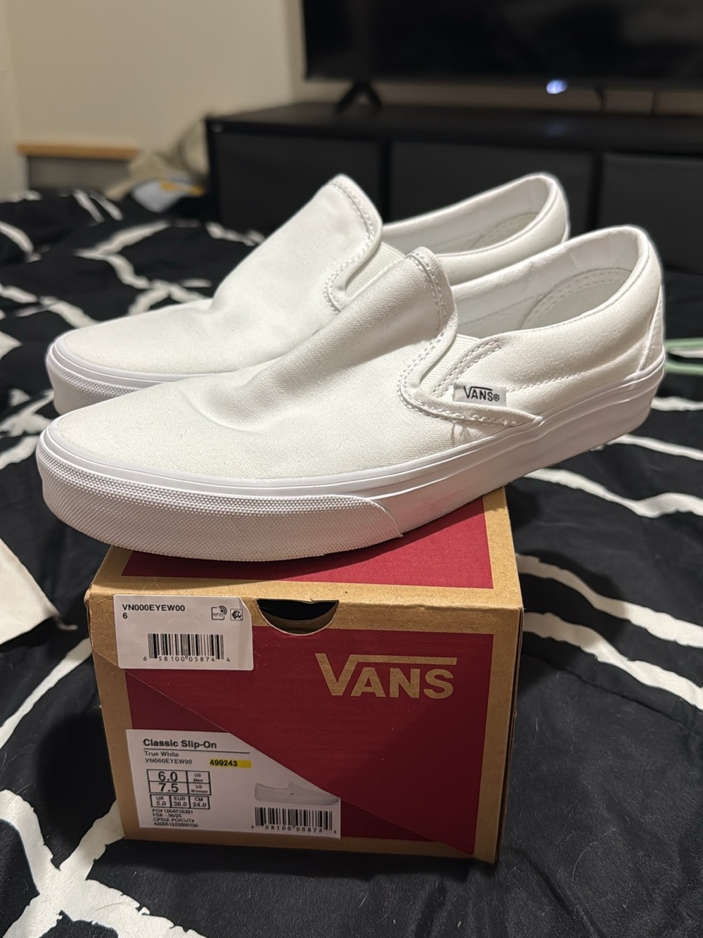 Vans Classic Slip-On Canvas Loafers — White
